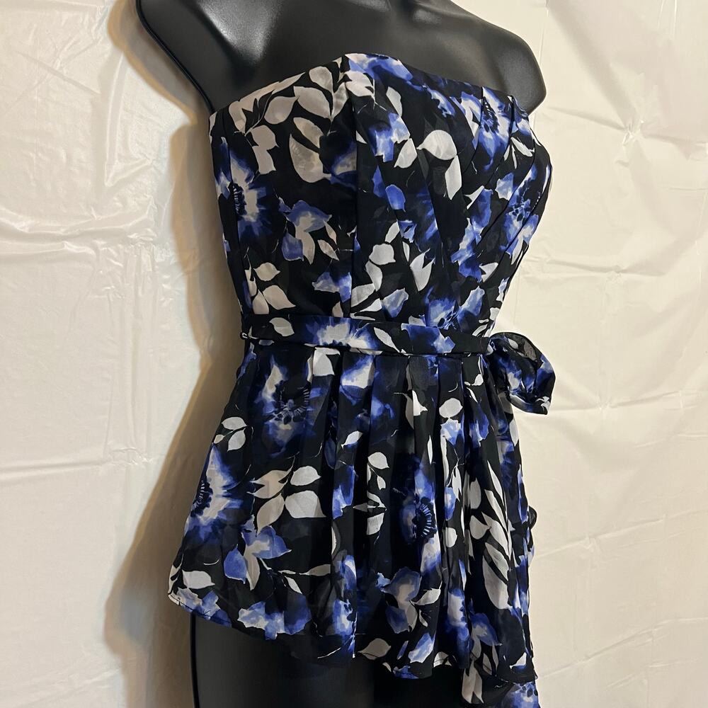 White House Black Market Strapless Floral Top Size 0 Structured Bustier - Picture 3 of 11
